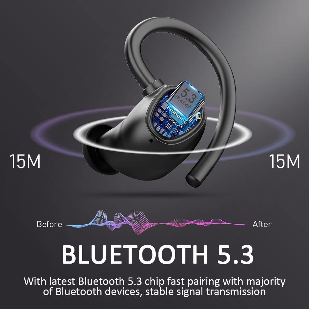 Wireless Earbuds with Bluetooth 5.1, Noise Cancelling In-Ear Headphones, Deep Bass, IP7 Waterproof, 48-Hour Battery Life, Ideal for Sports and Gym Activities - 2021 Model