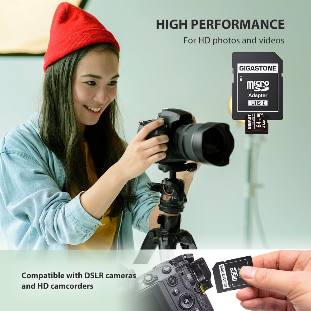 64GB Micro SD Card Pack of 10, A1 V30 for 4K Video Recording, Ideal for Surveillance, Security Cameras, Action Cameras, and Drones, 90MB/s Micro SDXC UHS-I Class 10