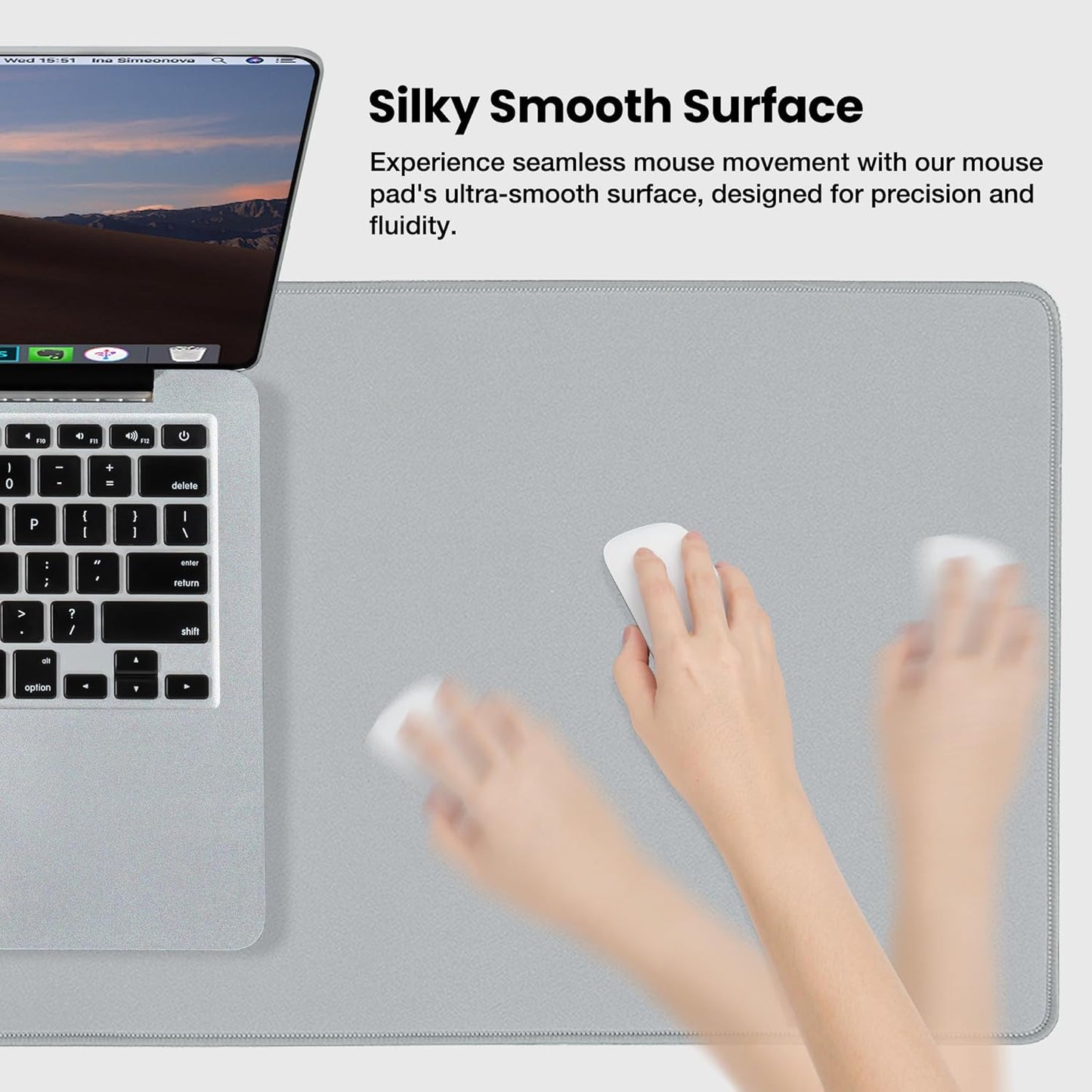 Extended Waterproof Mouse Pad with Durable Stitched Edges, Non-Slip Rubber Base, Ideal for Gaming and Office Use, Gray 3XL (35.43" x 15.74" x 0.12")