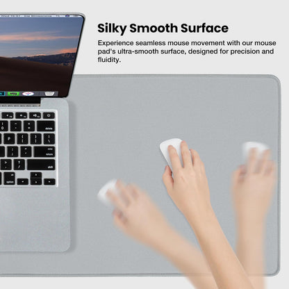 Extended Waterproof Mouse Pad with Durable Stitched Edges, Non-Slip Rubber Base, Ideal for Gaming and Office Use, Gray 3XL (35.43" x 15.74" x 0.12")