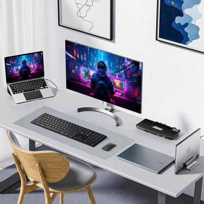 Extended Waterproof Mouse Pad with Durable Stitched Edges, Non-Slip Rubber Base, Ideal for Gaming and Office Use, Gray 3XL (35.43" x 15.74" x 0.12")