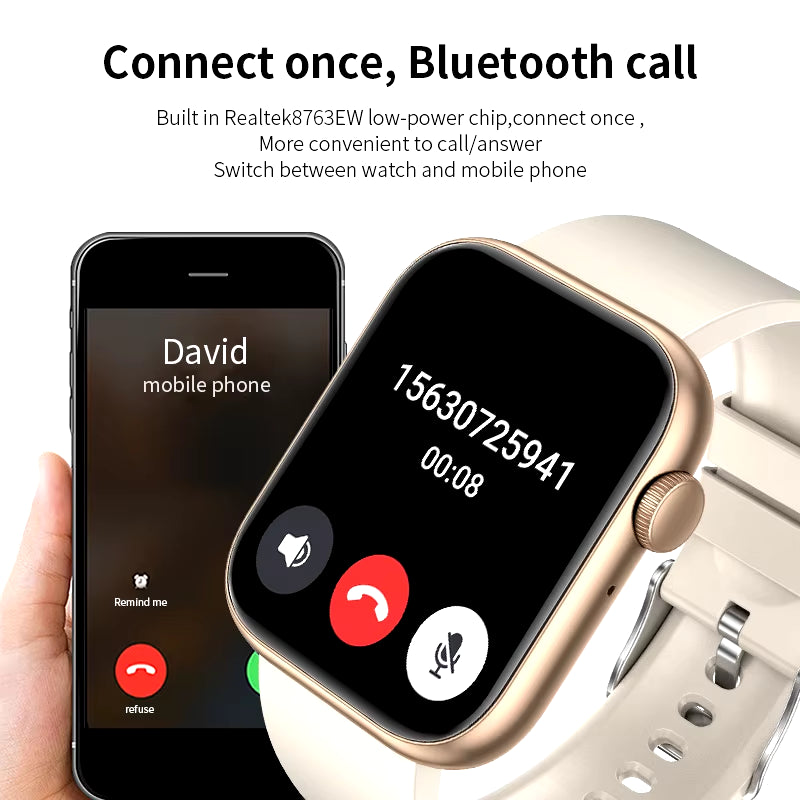 2025 Wireless Charging Smartwatch with Bluetooth Calling for Men and Women - Fitness Tracker with Customizable Watch Face