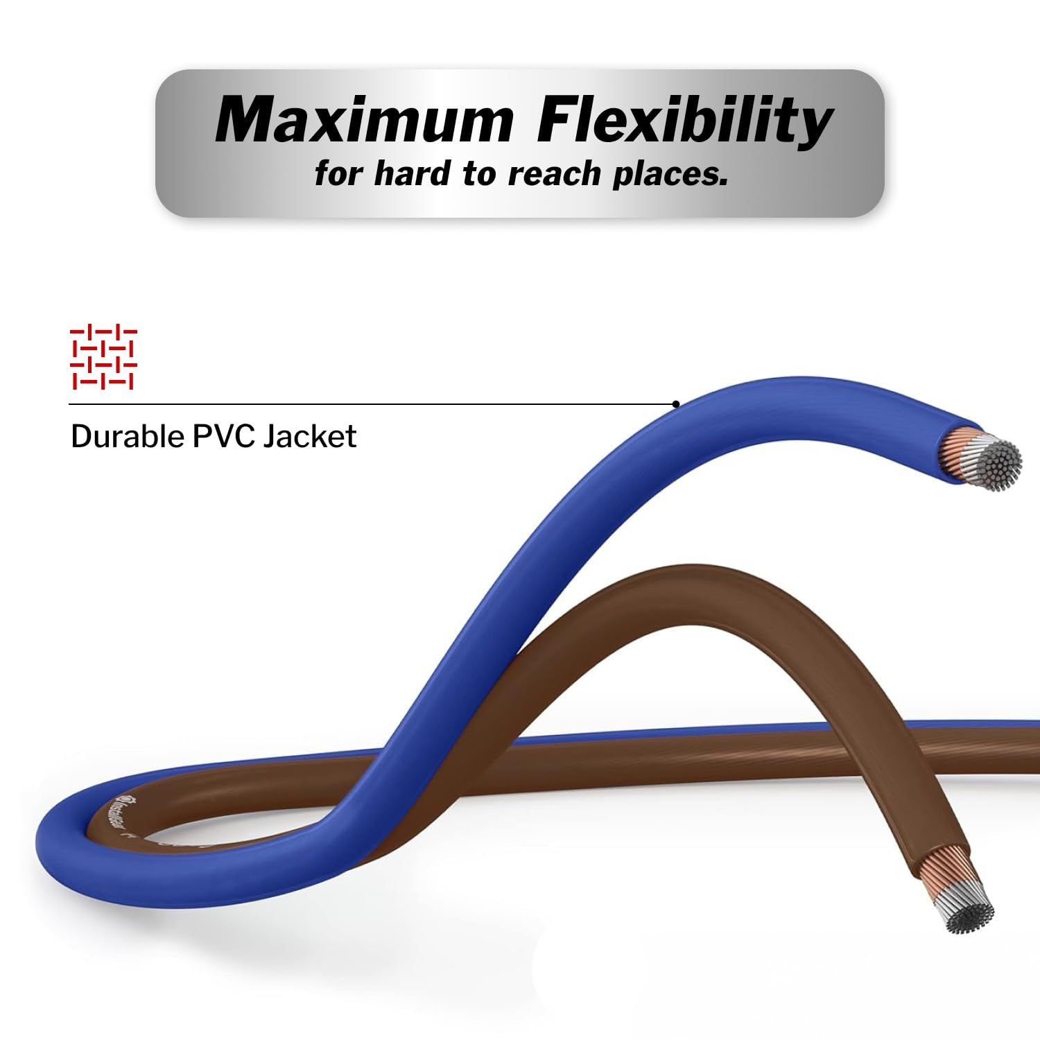 100ft 14 Gauge Speaker Wire with 12 Banana Plugs - Copper Clad Aluminum for Superior Audio Quality - Ideal for Car Audio and Home Theater Installation with Blue and Black Jacket