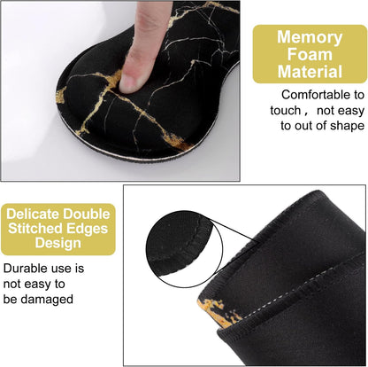Large Gaming Mouse Pad Set with Keyboard Wrist Rest, Mouse Pad with Wrist Support, and Coaster - Ergonomic Desk Mat for Home Office, Black Gold Marble, 35.4 x 15.7 inches