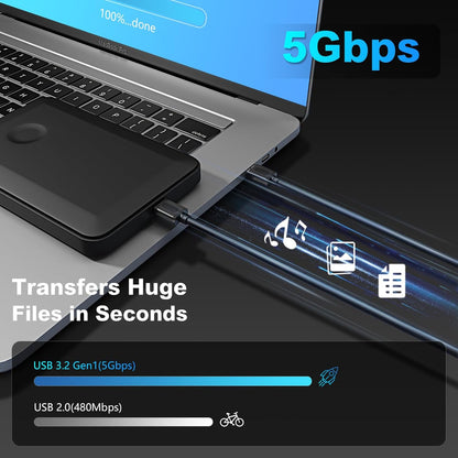 USB 3.0 Male to Male Cable, 6ft (1.8m) with Gold-Plated Connectors for Hard Drive Enclosures, DVD Players, and Laptop Coolers