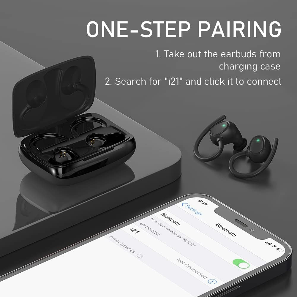 Wireless Earbuds with Bluetooth 5.1, Noise Cancelling In-Ear Headphones, Deep Bass, IP7 Waterproof, 48-Hour Battery Life, Ideal for Sports and Gym Activities - 2021 Model